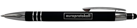 europrotokoll Kugelschreiber aus hochwertigem Aluminium, schwarz, blaue Mine