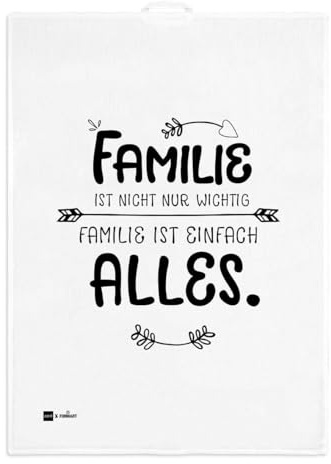 Geschirrtuch Geschirrhandtuch 50 x 70 cm mit Spruch - Küchentuch aus 50% Leinen & 50% Baumwolle - saugfähig & waschbar - witziges Küchenhandtuch als Geschenk Deko - Familie ist nicht nur Wichtig!