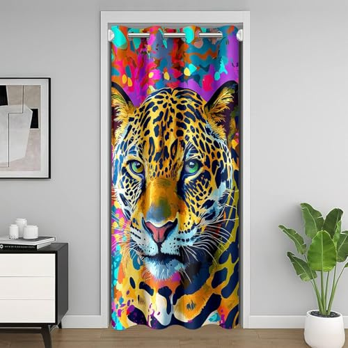 Homemissing Tiger Theme Türvorhang 86x203cm für Kinder Jungen Mädchen Safari Katze Druck Zimmer Divider Ultra weiches Aquarell Vorhang Bauernhaus Vorhang für Innentür Raumteiler Wildtier