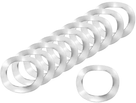 sourcing map Arandela de resorte ondulada, 20 piezas de 0.7 x 0.47 x 0.000 pulgadas (ODxIDxT) – Arandela curvada de acero inoxidable 304 para tornillo y juntas onduladas para maquinaria (plata)
