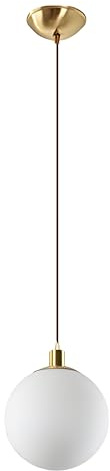 EKSED Lámpara Colgante Moderna con Globo de Vidrio Esmerilado, Casquillo E27, Acabado en Latón Antiguo, para Comedor, Dormitorio o Pasillo (15cm)