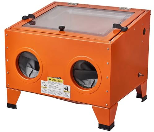 Sabbiatrice portatile da banco, cabina di sabbiatura da 25 galloni con ugelli for pistola a sabbiatura, rimozione di macchie di vernice e ruggine