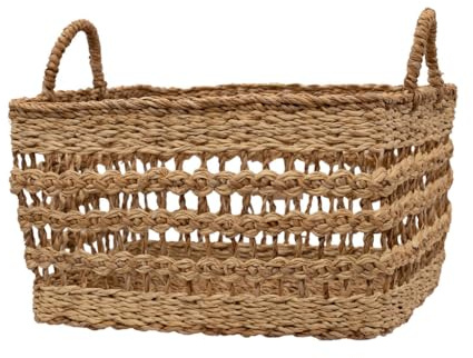 Arthur Cameron - Sangu Handwoven Storage Tray – Natural Seagrass shelf organiser with Handles, Perfect for Decorating your Bedroom, Kitchen, or Living Room (Large)