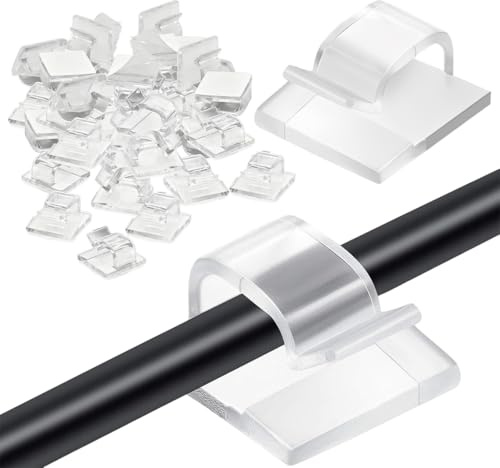 JUGUTA Lichterkette Outdoor 50 Stück Transparent Kabelclips 1.4Cm Länge 1.4Cm Breite 0.83Cm Höhe Selbstklebende Haken Drahthalter Für Lichterketten Dekoration