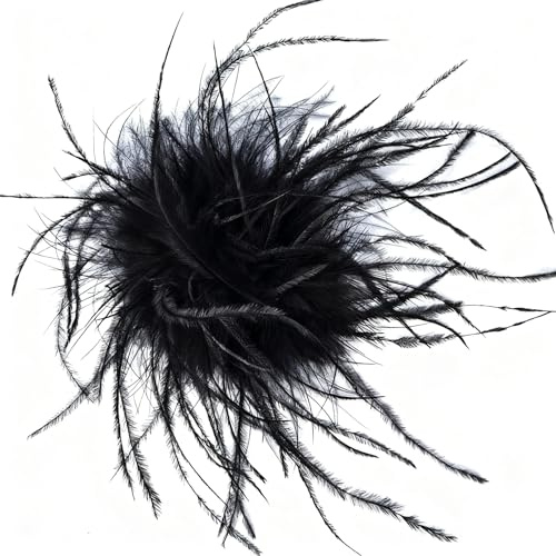 Damen Fluffy Straußenfeder Anstecker, Flauschige Straußenfeder Brosche