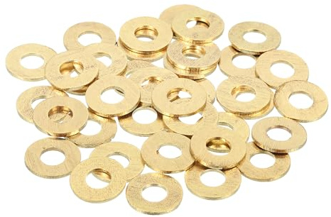 QUARKZMAN 58 Pz Rondelle Piatte Ottone M5, Kit Di Rondelle Schiacciate In Rame Per Bulloni Viti Riparazioni Meccaniche e Outdoor, 5mm×12mm×1mm(ID×OD×Spessore)