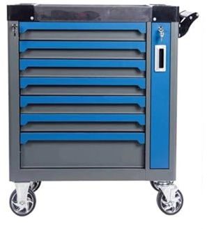 Heavy Duty Tool Set - Stainless Steel Rolling Tool Chest with 7 Drawers, Tool Cabinet Trolley for Mechanics and DIY Projects