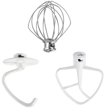 Fouet métallique K45WW, crochet pétrisseur K45DH, pale plate revêtue de rechange K45B, compatible avec les accessoires for robot pâtissier à tête inclinable
