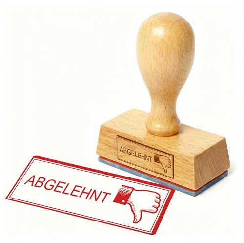 Dekolando Bürostempel ABGELEHNT Daumen runter Stempel – Holzstempel 48x18 mm für Dokumente – Ablehnung, nicht akzeptiert – Büroartikel – Büro & Buchhaltung