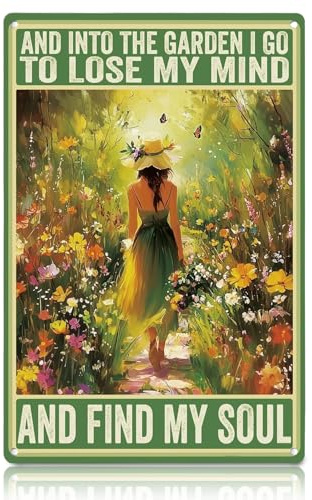 Vintage Garden Metal Tin Sign, Garden Decor, Humorous Outdoor Garden Decor with Retro Design, Metal Signs, Durable Iron Garden Signs and Plaques for Outside Use in Courtyard, Greenhouse or Patio