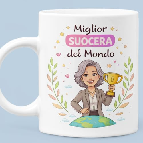 Generico Tazza Regalo Miglior Suocera del Mondo – Idea Regalo per Compleanno, Natale e Festa della Donna, festa della mamma – Tazza in Ceramica 330 ml Originale