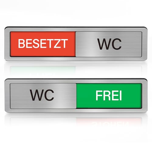 WC Türschild Frei Besetzt – Schiebeschild mit Statusanzeige, Selbstklebend & Magnetisch, Toiletten Schild für Büro, Praxis & Öffentliche WC Gebrauch