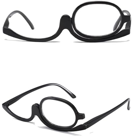 Generisch Make-up-Brille, Flip Down Make Up Lesebrille für Frauen Make-up Essential, Drehbare Einzellinsen Schminkbrille 1.0x 1.5x 2.0x 2.5x 3.0x 3.5x 4.0x(Schwarz,3.5x)