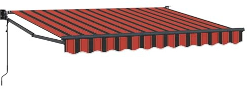 Fisinber Tenda da sole elettrica con braccio articolato, 3,5 x 2 m, arancione, giallo, nero | Parasole per terrazza e balcone con robusto telaio in alluminio, comodamente controllabile tramite telecomando.