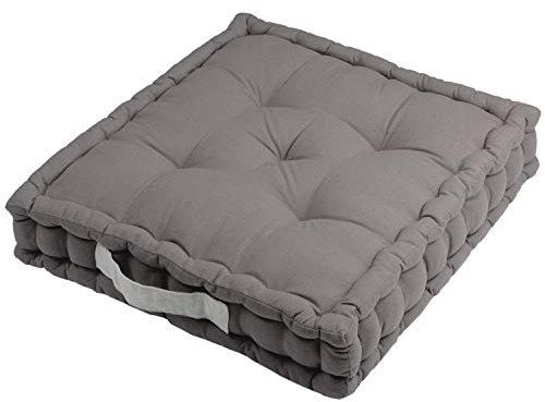 Alphadeco Sitzkissen Uni aus Baumwolle (170g/m2) - 45x45x10cm - Bodenkissen, Stuhlkissen, Sitzerhöhung (Grau/Anthrazit)