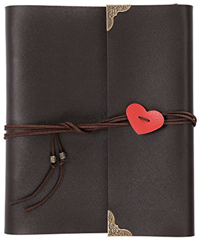 OwnMy DIY Fotoalbum Scrapbook PU Leder Abenteuer Fotobuch mit Eckaufklebern Geschenkbox - Perfektes Baby Erinnerungsbuch Geburtstag Hochzeit Jahrestag Weihnachten Geschenk (braun)
