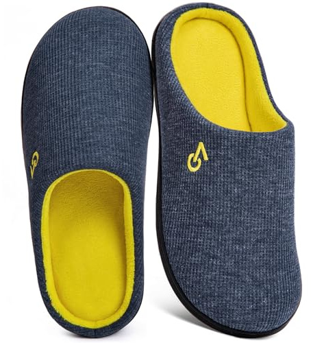 VeraCosy Hombre Zapatillas casa de espuma con memoria de dos tonos Azul, 44/45 EU