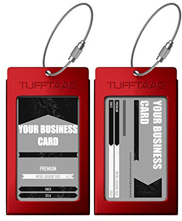 Luggage Tags Business Card Holder by TUFFTAAG - Durable Travel ID Bag Tag in Multiple Color Options, Perfect for Suitcases, Backpacks, and Carry-Ons, Easy Identification, Secure and Stylish