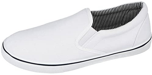 Mens Canvas Mesh Slip On Espadrilles Casual Low Top Plimsoll Trainers Size 7-12 (White, UK Footwear Size System, Adult, Men, Numeric, Medium, 8)
