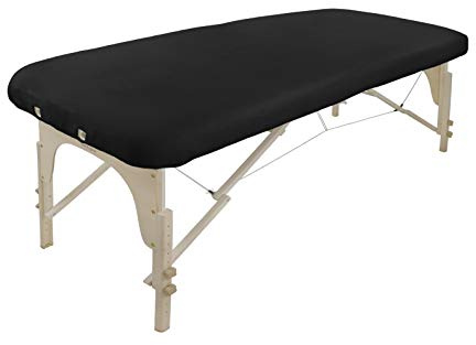 Housse pour table de massage 100% coton avec trou pour le visage et liens S'adapte à tous les lits de 60 cm à 76 cm de large. [Noir] (avec trou de respiration).