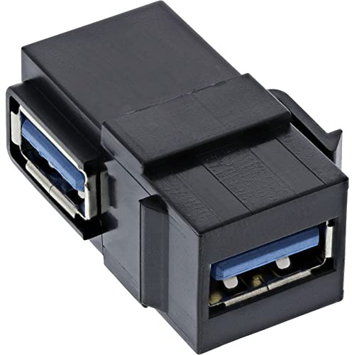InLine 76202K Keystone - Enchufe USB 3.0 (acodado), Color Negro