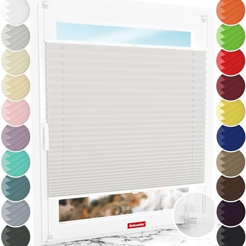 Schuette® Plissee ohne Bohren ● Thermo Kollektion: Spring Cloud (Grau) ● 75x120cm (Breite x Höhe) ● Suprafix Faltrollo Klemmfix 2.0 Rollo ● 60 Sekunden Plisseerollo Montage inkl. Video