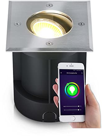 lambado® LED Bodeneinbaustrahler für Aussen mit RGB Farbwechsel dimmbar - Alexa & Google Home steuerbar per App - Bodenleuchte/Bodenstrahler IP67 aus Edelstahl - Befahrbar & Wasserdicht