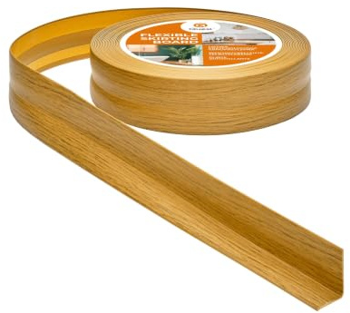 Quest Plinthe Souple Autoadhésive 32 x 23 mm Décorative - Chêne, 15 m | Bande de finition flexible, résistante aux UV, facile à nettoyer, pour salon, cuisine, salle de bain & locaux techniques
