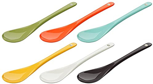 Wellgro - 6 cucchiai per uova in porcellana colorata, da caffè, da tè, da dessert, portauova, posate, in diverse quantità a scelta