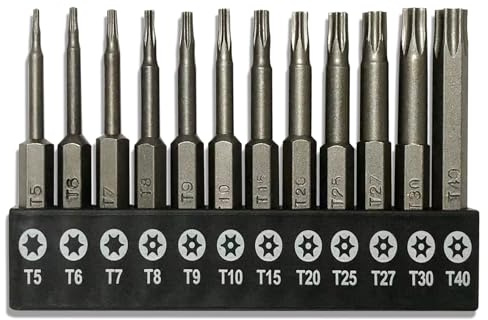aiyun Torx-Schraubendreher-Bit-Set, 5,1 cm lang, S2-Stahl, magnetisch, manipulationssicher, Stern, 6-Punkt-Schraubendreher-Set, Werkzeuge T5-T40 (50 mm)