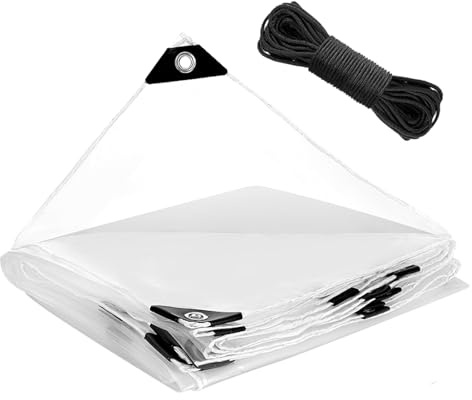 6.6x13 FT Clear Tarp Heavy Duty Waterproof for Patio Winterizing - 5 mil Anti-Tear Snowproof & Windproof Clear Plastic Tarps with Grommets for Winter Garden Patio Enclosure Chicken Coop