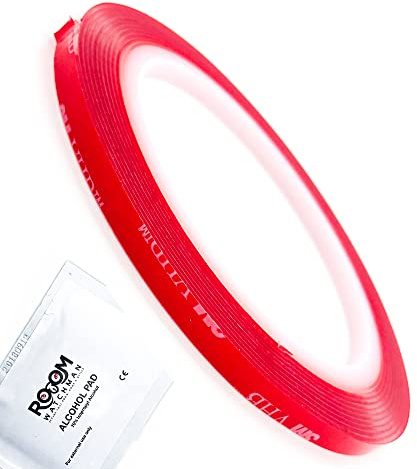 VHB 4910 Clear Waterproof Double Sided Pads, Extra Strong Double Sided Sticky Pads, Ideal for Number Plate, License Plate, Home Decor, Adhesive Pads [ROOMWATCHMAN (R)] (5mm x 3Meter)