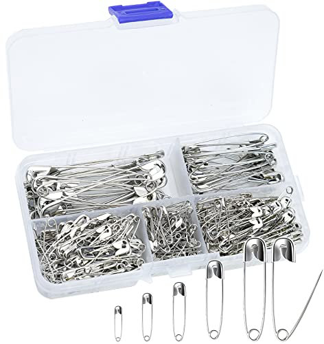 ZORRA 260 Stück Sicherheitsnadeln - 5 Größen 19mm-54mm Rostbeständig, Silber Haltbar für Kleidung, Kunsthandwerk, Nähen