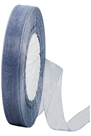 45m Organzaband Grau 15mm Breit Chiffo Geschenkband,Transparentes Organza Bänder Chiffonband Schleifenband Dekoband Geschenkverpackung Deko Band Tüllband für Weihnachten Hochzeit Taufe Geburtstag