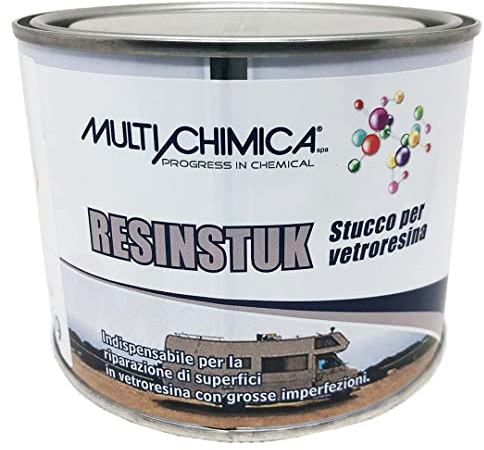 Multichimica Resinstuk Stucco In Pasta Per Vetroresina Bicomponente Adatta Alla Riparazione Di Superfici In Vetroresina Di Barche Camper Caravan 500 Ml