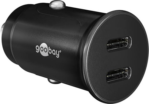 Goobay 59705 Caricabatteria da auto con doppia porta USB USB-C accendisigari Power Delivery 12 V/24 V adattatore mini USB per auto caricabatteria da auto caricabatterie rapido 30 W