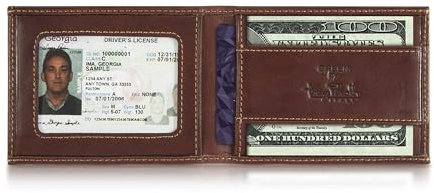 Tony Perotti Ultradünne RFID-Geldbörse aus italienischem Leder für Herren – Vordertasche mit Geldklammer und Kreditkartenfächern und Ausweisfenster – umweltfreundlich gegerbtes Vollnarbenleder, Braun