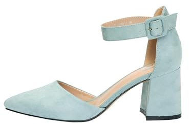 Rio Fiore Damen Pumps, Schwarz/Weiß/Grau/Blau/Beige/Taupe/Grün/Fuchsia/Violett/Rot, 7.5cm Blockabsatz, Bequeme Pumps mit Riemen, weiches Wildlederimitat/Kunstleder, Riemchenpumps, H1877-A0142