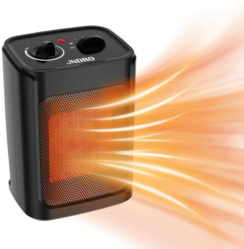 Portable Space Heater Electric Heaters - JNDRO 1500W/1000W Safe and Quiet Ceramic mini Heater Fan, Heat Up 200 Square Feet for Bedroom, Office and Indoor Use