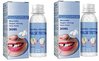 Brigtviee Kit Otturazione Denti,Kit di Riempimento Temporaneo Dente,Granuli di Riparazione dei Denti,Cemento per Denti,per Otturazioni, cavità e Denti Scheggiati(60g)