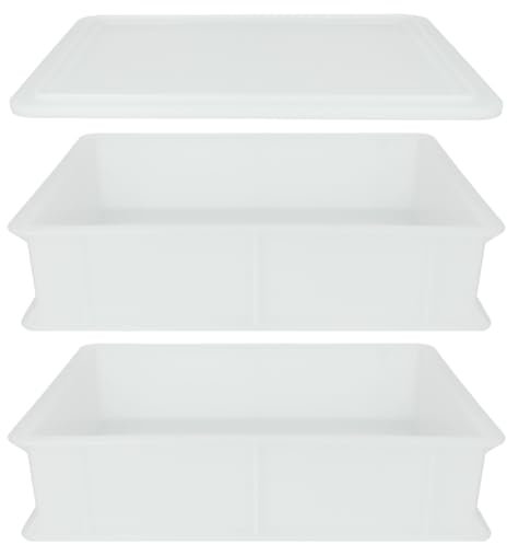 MIGASE Pizzaballen-Box, Teigkiste für Pizza und Brot, 30x40x10cm, mit Deckel (2 Boxen / 1 Deckel)