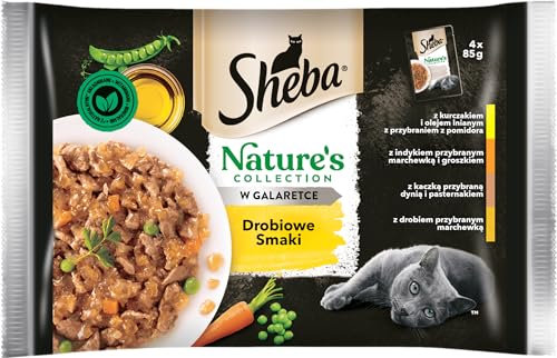 Sheba Nature's Collection Geflügelgeschmack – komplettes Nassfutter für ausgewachsene Katzen in Gelee 5 x (4x85g)
