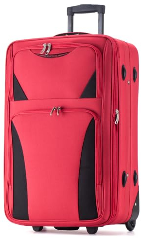 DK Luggage 26 Medium Lightweight Suitcases Expandable Trolley case with 2 Wheels DK16 Red