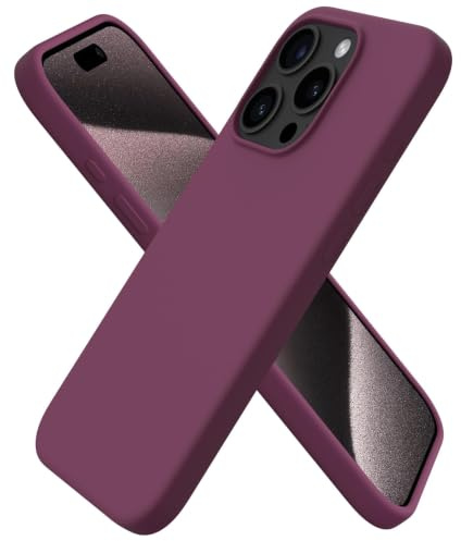 ORNARTO Cover per iPhone 15 Pro Silicone,Antiurto,Vino Ross | Silicone Liquido Premium,Protezione Completa,Morbida al tatto,Custodia per Telefono con Fodera in Microfibra Antigraffio