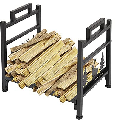 Kaminholzregal MONOLAYER Kamin Brennholz Halter Stand Rack Aufbewahrungsregal Schwarzer Schwere Stahlrohrkonstruktion mit Tiermuster Brennholzregal Holz-Organizer