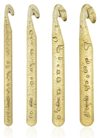 4-teiliges Kristall-Häkelset, Häkelnadel mit ergonomischem Griff, Schalgarn-Stricken, dickes Garn-Strickwerkzeug-Zubehör, geeignet für Anfänger, dickes Garn-Stricken (12 mm, 15 mm, 18 mm, 20 mm)