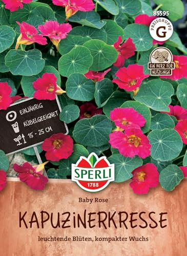 Sperli Kapuzinerkressesamen Baby Rose 85595 - einjährig - Kübelgeeignet - 15-25cm - leuchtende Blüten - kompakt - Pflanzen Samen, Saatgut, Blumensamen