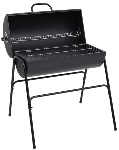 Parrilla Barril con 2 Rejillas de Cocción Acero Negro 80x95x90 cm