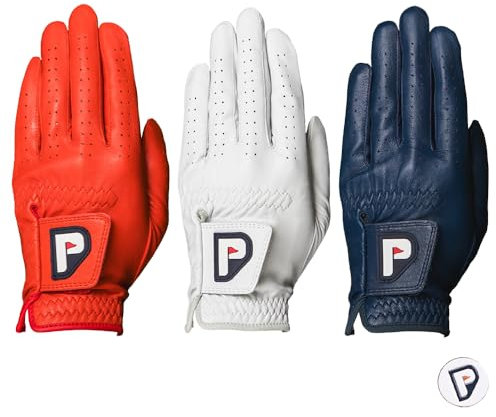 PUR3 Multipack Colored Cabretta Leather Golf (Blue, Red, White (3 Packs), X-Large (Worn on Left Hand))