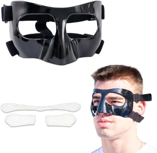 Nasenschutz für gebrochene Nase Gesichtsschutz Masken, Verstellbarer Nasenschutz für Sport Gesichtsschutz mit Schaumstoffpolsterung für Baseball Softball Basketball Nasenschutz für Erwachsene Mann